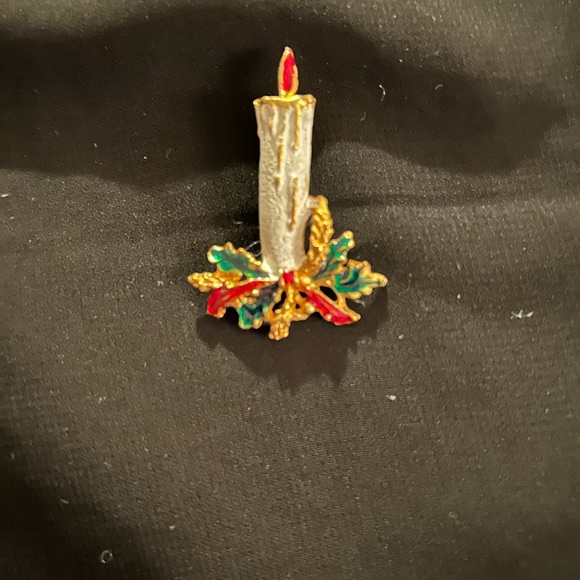 VTG Enamel Christmas Candle brooch with original gift box. - Picture 3 of 9